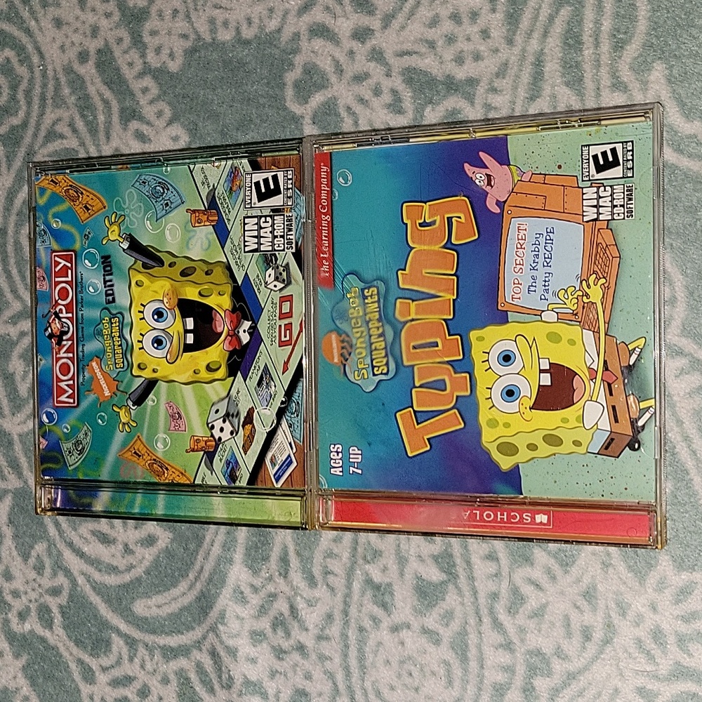 2 Vintage PC CD-ROM Software SpongeBob SquarePants Monopoly/Typing
